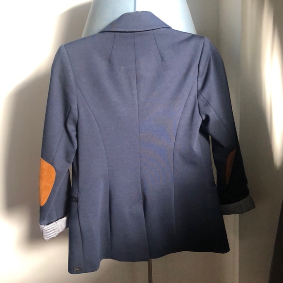 Navy blue blazer with elbow pads - Picture 2 of 2